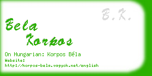 bela korpos business card